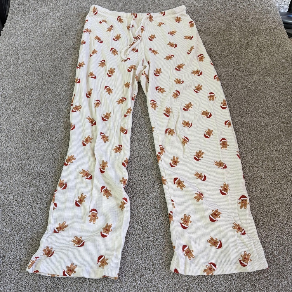 Altar'd State Pajama Pants Womens Medium White Gingerbread Christmas Sleepwear